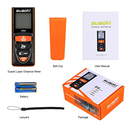 SUAOKI D8 Laser-Entfernungsmesser 0.2~40M ,+/- 2mm Messgenauigkeit , Laser Distanzmessgerät mit LCD Display Entfernungsmessergerät - 7