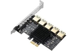 YABOANG PCIe 1 to 2 PCI Express 16X Riser Card, PCI-E 1X to External 2 USB 3.0 Converter Adapter w/Large Heatsink, PCIE Splitter Multiplier Extender Board for GPU Ethereum Bitcoin Crypto Mining Rig