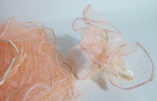 Handkerchief Square Glitter Polka Dot with Tie Rod Pack of 12 peach
