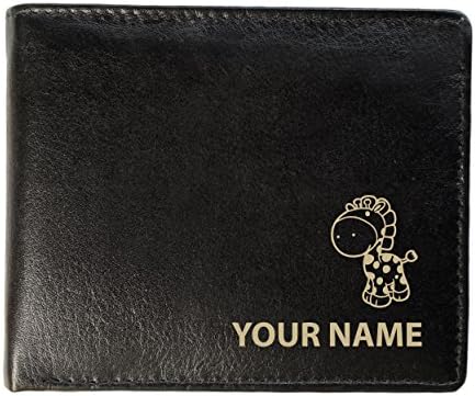 Personalised Mens Real Leather Wallet - Giraffe Design (Sandringham Style)