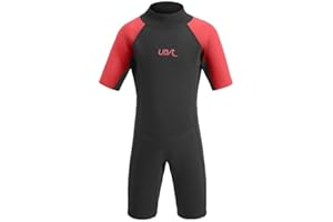 Urban Beach Sharptooth Shorty Combinaison de Natation pour Enfant Noir/Rouge