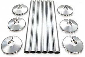 JAM2DAY Radiator Pipe Sleeves and Collars for 15mm Pipework - Polished Chrome Effect (Pack of 2 Sleeves and 2 Collars)