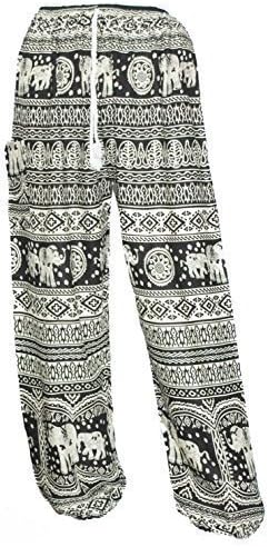 Happy Hawaiian Hut Harem Pants Trousers Elephants Unisex Various Colours &amp; Patterns (Blue Bones)