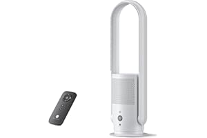 U ULTTY ULTTY Ventilador Sin Aspas, Ventilador de Torre Silencioso Con Filtro HEPA, Remoto, 9 Velocidades 3 Mode, 80cm Bladeless Tower Fan Portátil, Temporizador, Seguridad Infantil, CR022