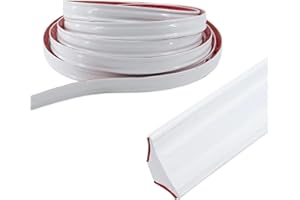 WANDERGO Tira de esquina autoadhesiva de PVC de 3 metros, decoración de esquina para pared del hogar, decoración de esquina interior, tira de calafateo laminada para piso (12 x 9 mm)