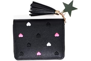 KAIAIWLUO Mini Portefeuille pour Femmes,Fille Porte-Monnaie Porte-monnaie Portefeuille Coeur Mignon avec Poche à Glissière + Porte-cartes en Métal Sanp pour Femmes Enfants Fille Anniversaire Noël