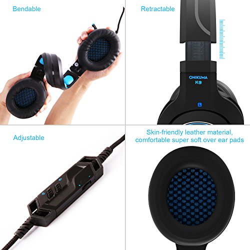 Auriculares Gaming para juegos PS4  Cascos Gaming de TENSWALL con puerto jack 3 5 mm Auriculares est  reo para video juegos con Micr  fono y luz LED  sistema de cancelaci  n de ruido y control de volumen para Xbox One  Nintendo Switch  PC  computadora port  til  tableta  m  vil  etc