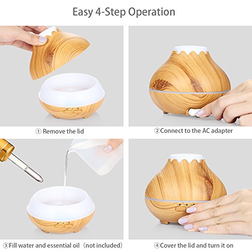 NexGadget Aroma Diffuser, Holzmaserung Luftbefeuchter 150ml Ultraschall Humidifier Duftzerstäuber Essential Oil Diffuser Purifier für Schlafzimmer,Yoga, Büro, Baby-Raum,SPA, Massage Salon - 3