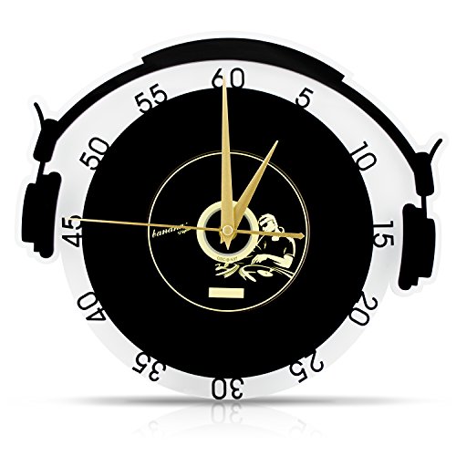 VENKON - Design Wanduhr mit Quarzuhrwerk - Modell "DJ at Work" - ca. 27 x 31 cm