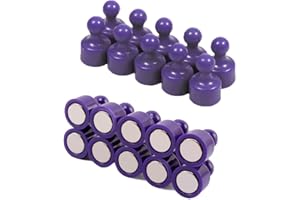 QIKAARA Strong Neodymium Magnets Fridge Magnets 20 PCS Magnetic Push Pins Small Refrigerator Magnets Whiteboard Map Magnets Perfect for Home Kitchen Office School Classroom Purple
