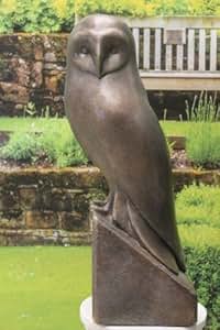 Ornate stone small owl garden ornament figurine: Amazon.co.uk: Garden