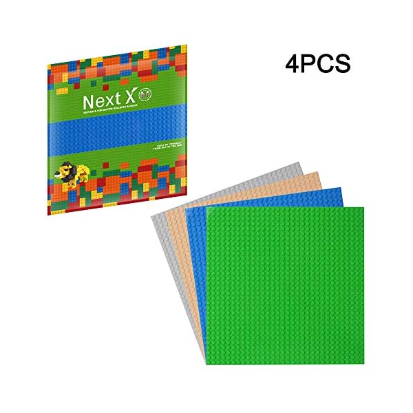 NextX-4-Piastre-Base-Compatibili-con-Giochi-di-Costruzioni-Classici-Basi-in-Plastica-ABS-Non-Tossico-Dimensioni-25-x-25-cm