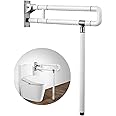 Bibidong Flip-Up Foldable Toilet Safety Handrail,23.6" Stainless Steel U-shaped Toilet Grab Bar Folding Armrest with Textured for Toilet Bathroom Home Care, BBD-XY-01