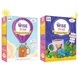 [Value Pack]The Wise Food Co - Health Drink Mix Combo | Wholesome Morning + Dreamy Night | Multigrain + Cashews + Badam | 100% Natural | No Sugar | No Chemicals | For Kids and Adults | Milk additive