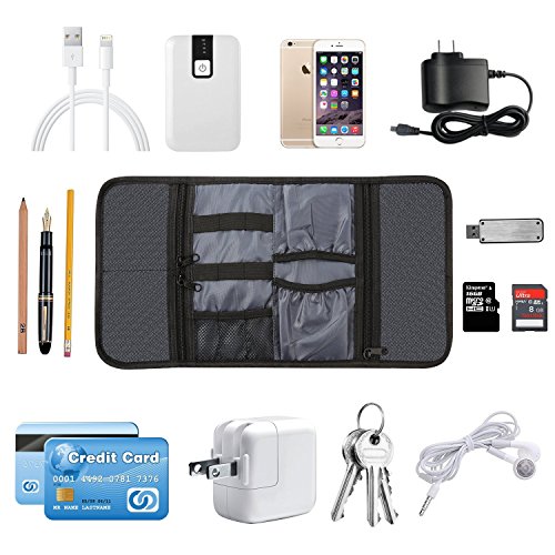 PRITEK Tragbare Reisetasche Universaltasche Elektronik-Zubehör Tasche, Reiseorganisator, Kabel,Reisekoffer, Kosmetiktasche (Schwarz) - 4