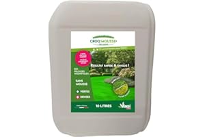 VINDI JARDIN - CROQ'MOUSSE des gazons – Engrais liquide organo-minéral 3 en 1 – Pelouse « sans mousse/+verte/+dense » - bidon 10L – Traitement pour 1000m2 – Fabrication Française.