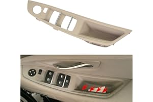 HACREYATU 1PC RHD-Driver Side Door Handle for BMW 5 Series F10 F11,Window Switch Armrest Panel,Driver Seat Button Switch Frame Storage Box for BMW 520 523 525 528 530 535 2010-2016 (Beige-White)