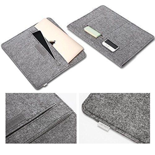 JSVER 15 4 Zoll MacBook Pro Retina Filz Sleeve H  lle Laptop Ultrabook Notebook Tasche speziell f  r 15 4 Zoll MacBook Pro  Klettverschluss Grau