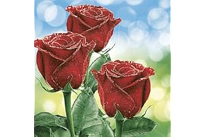 CraftyThings 4 x Paper Napkins - Three Red Roses - Ideal for Decoupage/Napkin Art