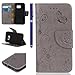 Produktbild FESELE Schmetterling Lederhülle für [Samsung Galaxy S7 Edge] Ledertasche Handytasche Lanyard Brieftasche Hülle, Samsung Galaxy S7 Edge Prägung Butterfly Blume Rebe Muster Leder Case Schutztasche Klappetui Schlanke Hülle Magnetverschluss Flip Cover Kartenfach und Ständer Standfunktion für Samsung Galaxy S7 Edge + Blau Eingabestift-Schmetterling,Grau