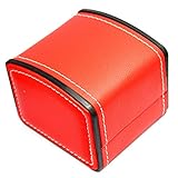Milopon Leder Uhr Box mit Kissen Uhr Verpackung für Armband Ohrring Armbanduhr Box rot