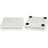ARVALE 2'li Doğal Beyaz Mermer Bardak Altlığı &ndash; 10x10 cm Kaymaz Kau&ccedil;uk Ayaklı L&uuml;ks Masa Altlığı