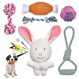 Feeko Squeaky Plush Dog Rope Toy 6 Pack for Puppy, Bulk with Squeakers for Small Dogs, Cute Puppy Chew Toys for Puppy Teething Toys, Durable, Safe, Non-Toxic and Interactive Pet Toys