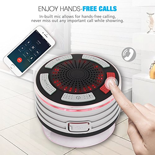 Bluetooth Shower Speaker,Haissky Certified Waterproof Wireless Speakerphone Pairs To All Bluetooth Devices Samsung iPhone iPad iPod PC FM Radio (Grau) - 9