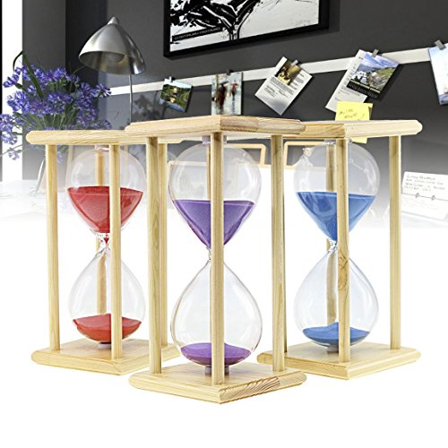 New Elegant Hand-blown Wood Stand Hourglass, 60 Minutes 1 Hour Sand Timer Home DÃƒÂ©cor for Xmas Birthday Gift (Purple) by Saibang - 5