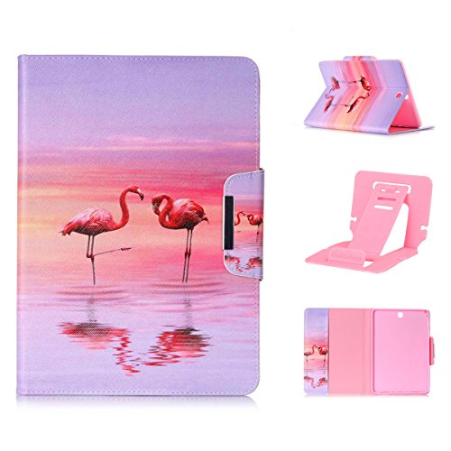 Samsung Galaxy Tab A 9.7 T550 Ledertasche Smart Cover,Samsung Galaxy Tab A 9.7 Hülle,Ekakashop Ultradünn Fashion Bunt Zwei Flamingos Muster Painting Flip Cover im Bookstyle Kunstleder Schutzhülle Magnetverschluss PU Leder Schale Ständer Hülle Case TPU Innere Tasche Etui mit Magnetverschluss Wallet Kreditkarte Card Holder Slot für Samsung Galaxy Tab A 9.7 SM-T550 + 1x Kostenlos Ständer (Farbe zufällig)