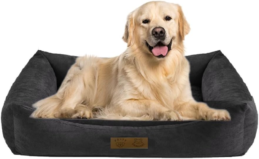 PETTY COMFORT-Büyük ırk Köpek Yatağı-Orta ırk köpek yatağı-Yıkanabilir-Silinebilir-Elyaf Dolgulu-Yerli üretim (Antrasit, X-Large)