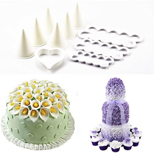 TANGCHU Rose Lily Cutter and Formers Set Fondant Cake Decoration Tools