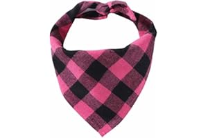 SHTGOI 2 fazzoletti per cani classici a quadri, in cotone, bandane regolabili, per cani di taglia piccola, media, gatti, animali domestici, rosa, L