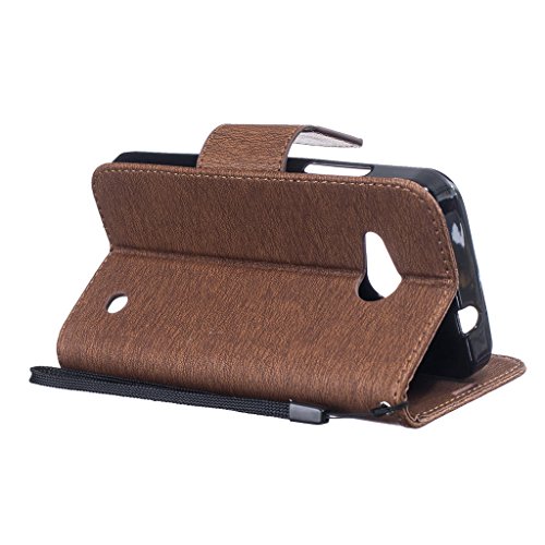 Lumia 550 Funda  SATURCASE Repujado Cuero De La PU Magn  tico Capirotazo Billetera Apoyo Bumper Protector Funda Carcasa Case Para Microsoft Lumia 550  Marr  n 