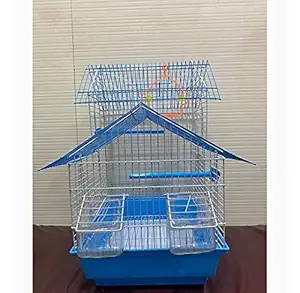 Bird cage for Budgies,Finches,Love Birds,Cuttlefish BoneHolder,Cuttlefish Bone,2perch,2Cups,Swing (13.7 x 11 x 18.5 Inches )-Lovely PET'S Kingdom (Colors May Vary) (A408)