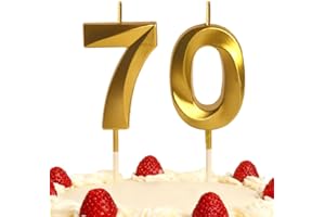 XUELIYUN 70th Birthday Candles Gold Number 70 Happy Birthday Candles Cake Topper Decorations for Birthday Party for 3D Designed Wedding Anniversary Party Wedding Anniversary Celebration Supply