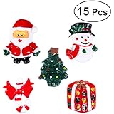 ROSENICE Decoración Navideña Adornos Navidad Muñeco de Nieve Árbol de Navidad Papá Noel Resina Miniatura 15 Unidades