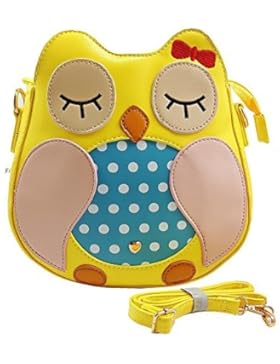 SAIKA Eule Kunstleder Hübsches Mädchen Schultertasche - (Gelb)