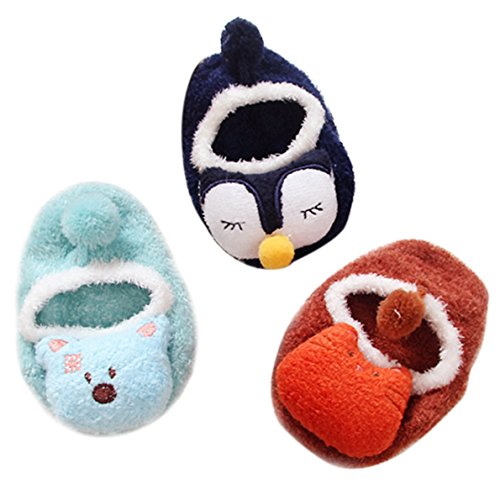 Happy Cherry - Pacchetto da 3 Calze per Neonati Antiscivoli Elastici Traspiranti Regolabili Modello di Animale Cartone Animato Calzini Pantofole da Bambino Bambina - Colore Casuale - 2-3 Anni