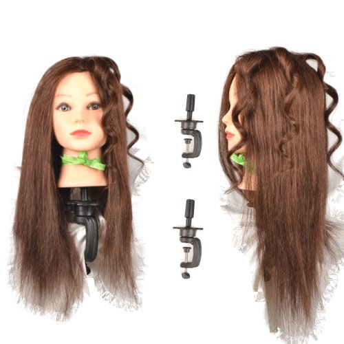 2 x 18 inches,100% Real Hair Training Head, with clamp