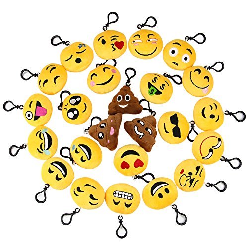 Rocita 24 pezii ciondoli di Emoji Non Solo Porta chivi ma Anche Una Decorazione sullo Zaino, in Macchina,o per banbimi ECC