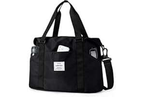 SEAFEW Reisetasche Damen Sporttasche Ryanair Handgepäck Tasche Weekender Bag Schwimmtasche Wasserdicht Travel Bag Duffle Bag Trainingstasche Mommy Bag Kliniktasche Frauen für Gym Reise,D1-Schwarz