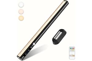 bravzurg Bezprzewodowa lampa biurkowa LED z czujnikiem ruchu, 4000 mAh, ładowana przez USB, magnetyczna podstawka LED, pilot zdalnego sterowania, oświetlenie ścienne do szafy, stołu, lustra, szafki