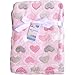 Super Soft & Fluffy Large Patterned Baby Blanket (Pink Hearts)