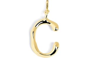 SINGULARU - Charm Letter XL or - Pendentif Initiale en laiton avec finition plaqué or 18 K - Pendentif Lettres A - Z - Charm Combinable avec Collier - Bijoux pour Femme - Lettre