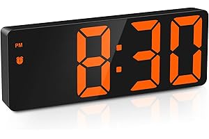 OQIMAX Réveil Numérique, Horloge Numérique, Réveil de Chevet avec Écran LED Affiche, Température et Date, Fonction Snooze, Alimenté par USB/Batterie, Réveil Matin, Orange
