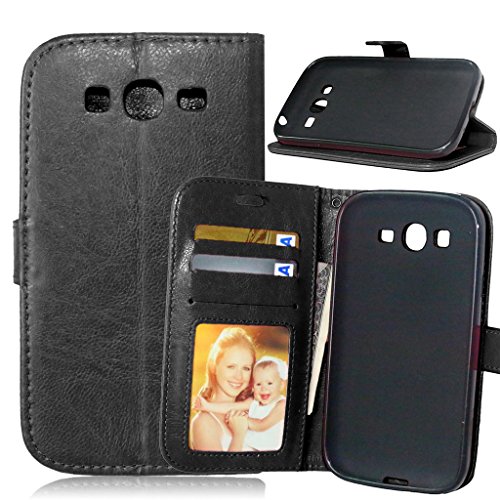 FUBAODA Funda de Piel para Samsung Galaxy Grand Neo Plus i9060,[Cable Libre] función de Soporte móvil,Cierre magnético,Ranuras para Tarjeta de crédito para Samsung Galaxy Grand Neo Plus i9060(Negro)