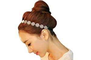 Jovono Fascia elastica con rose in stile vintage in lega traforata