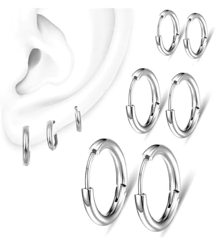 Homxi Orecchini Cerchio Uomo Donna Multicolore,6 Paia(12PCS - Foto 11