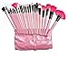Yaha Professional 24pcs Makeup Brush Set tools Make-up Toiletry Kit Wool Brand Make Up Brush Set Case Cosmetic brush (24pcs Pink)
